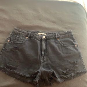 Black high rise jean shorts